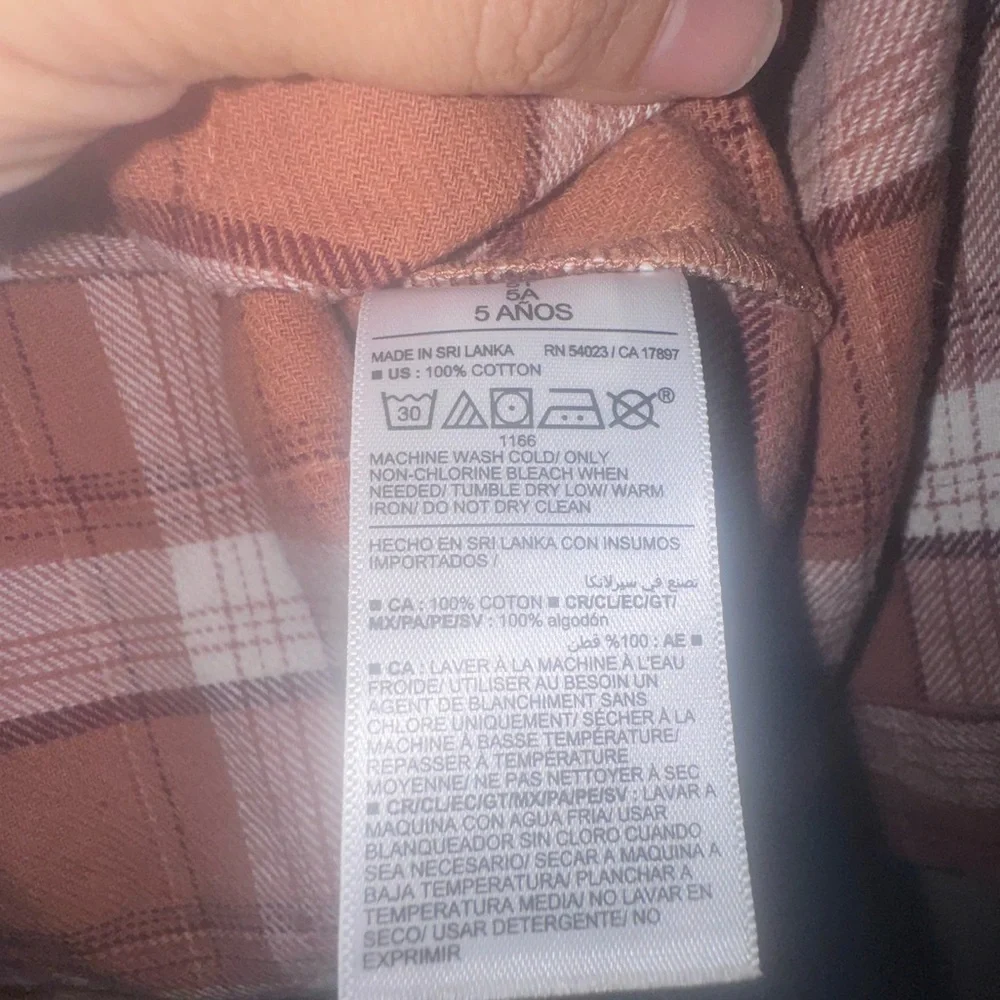 Old Navy Boys 4T Brown Plaid Flannel Button Down Shirt Long Sleeve